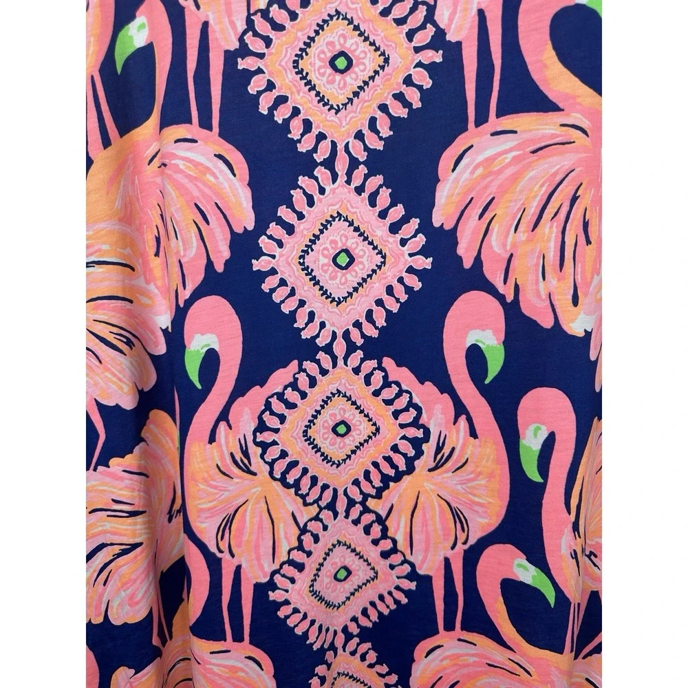 Lilly Pulitzer Beacon Gimme Some Leg Shift Dress Sz Large Flamingos Navy Blue L - Picture 4 of 6